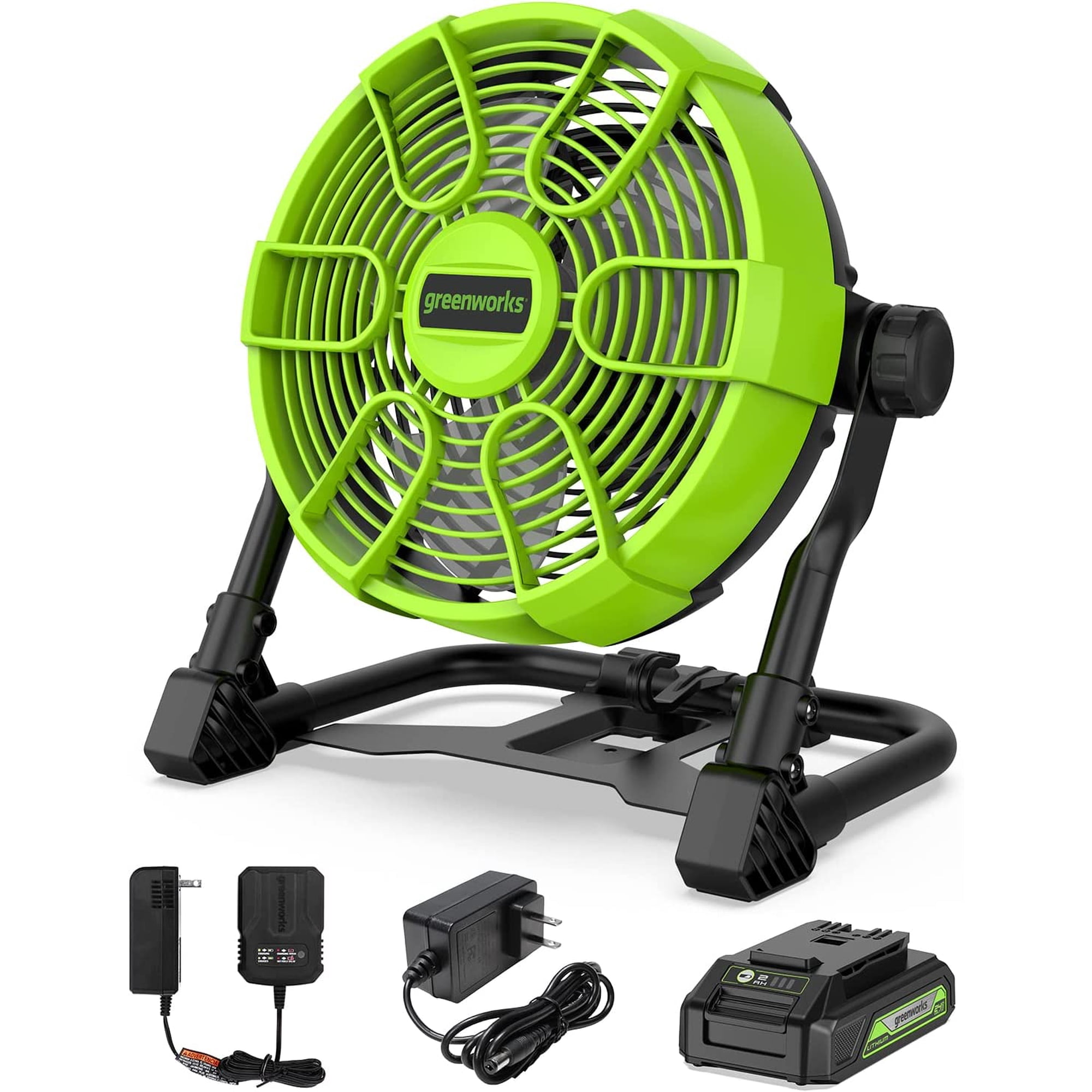 Greenworks 24V 10" (5-Speed) Fan (500 CFM) with 2.0Ah USB Battery and Charger