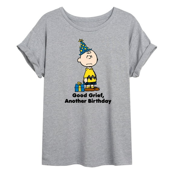Peanuts - Good Grief Another Birthday  - Women's Oversized Graphic T-Shirt
