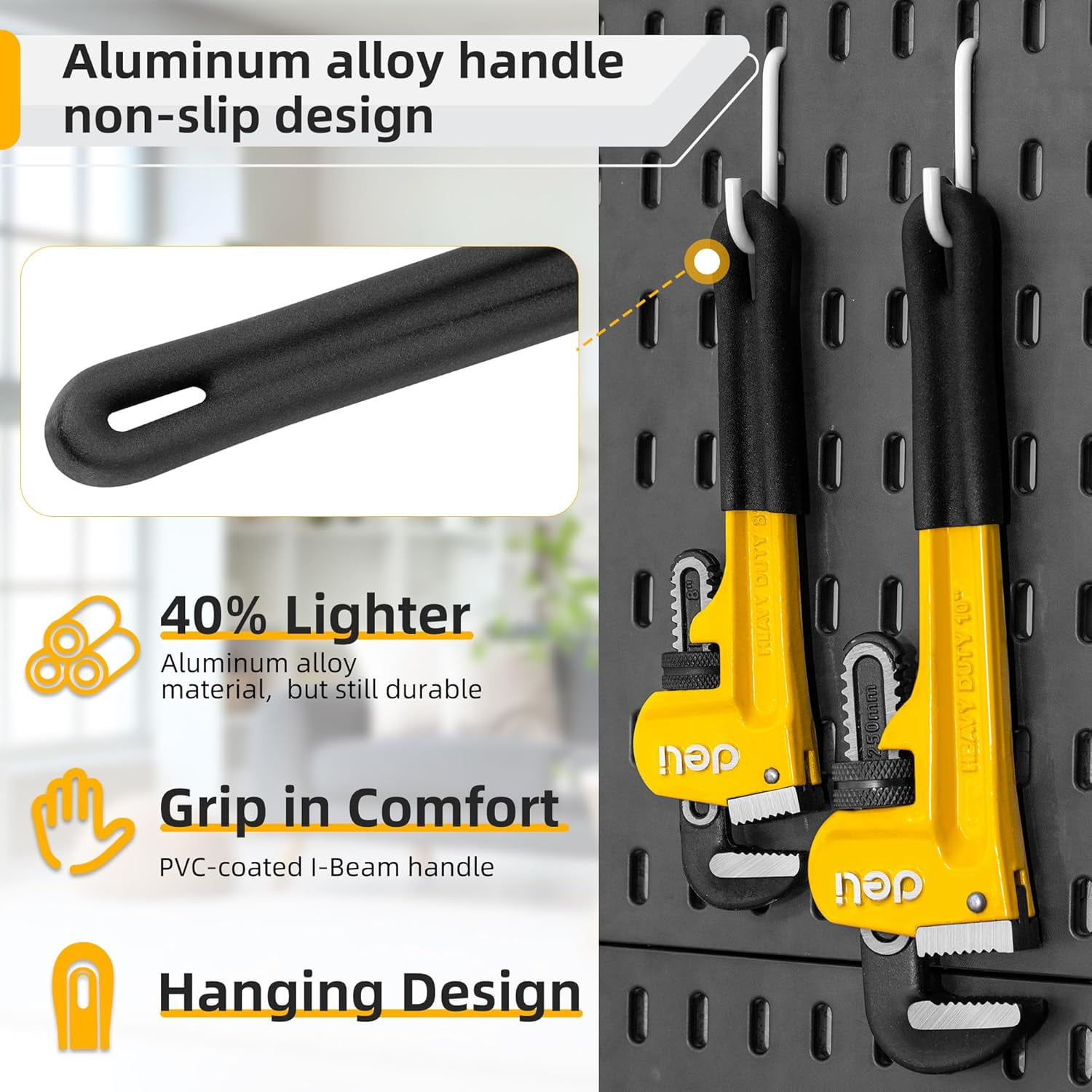 MKEUDQ-Pipe Wrench 8-inch, Heavy Duty Straight Adjustable Wrench, Professional Plumbing wrench tools, for Pipe, Home, Vehicle repair