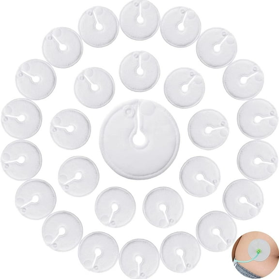 Lsupdaol 14 Packs Soft g Tube Pads Holder Abdominal Feeding g Tube Button Cotton Pads Covers for Nursing Care(White)