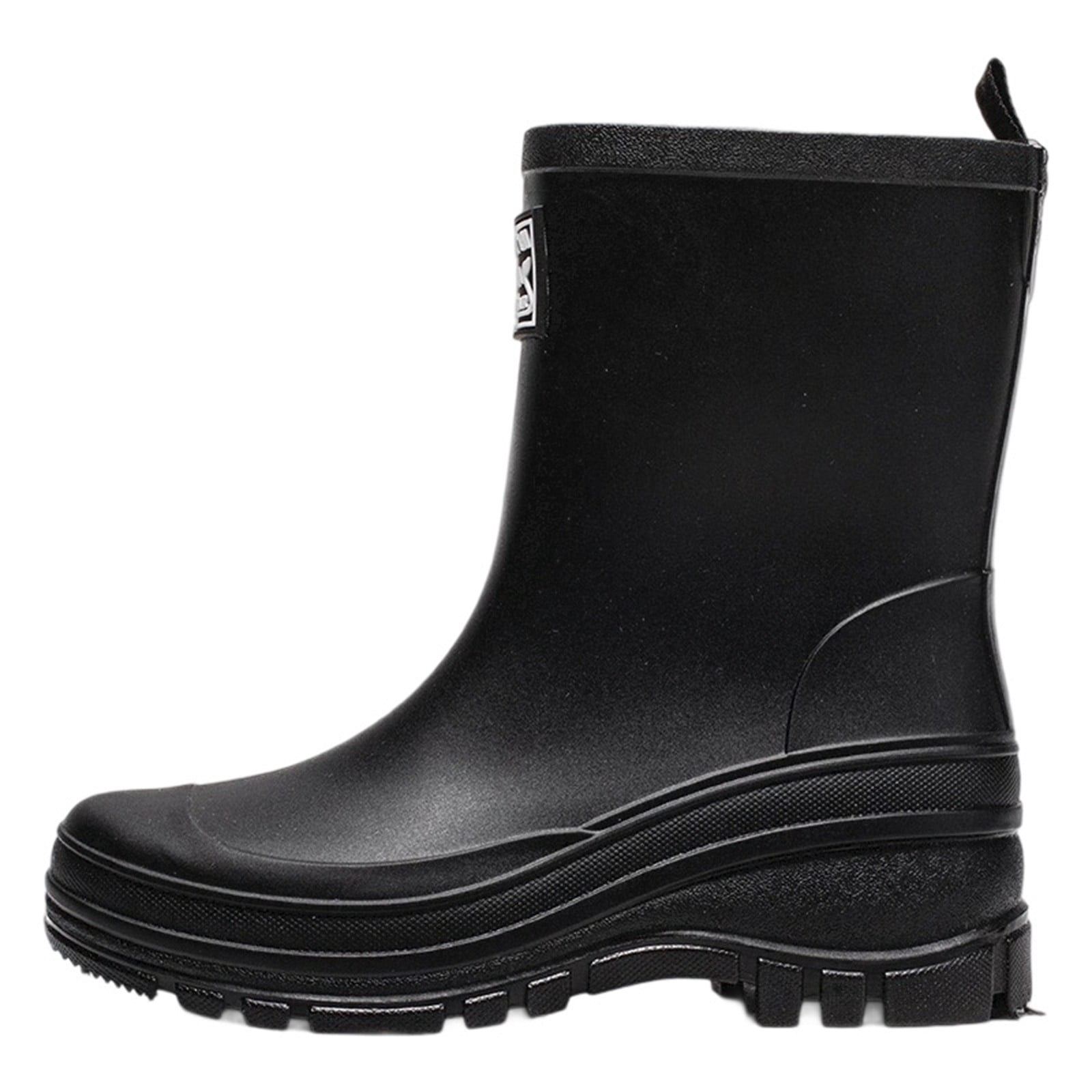 Rain Boots for Women Waterproof Mid Calf Rain Boots Wide Calf Garden Shoes Womens Rain Boots (Black 7)