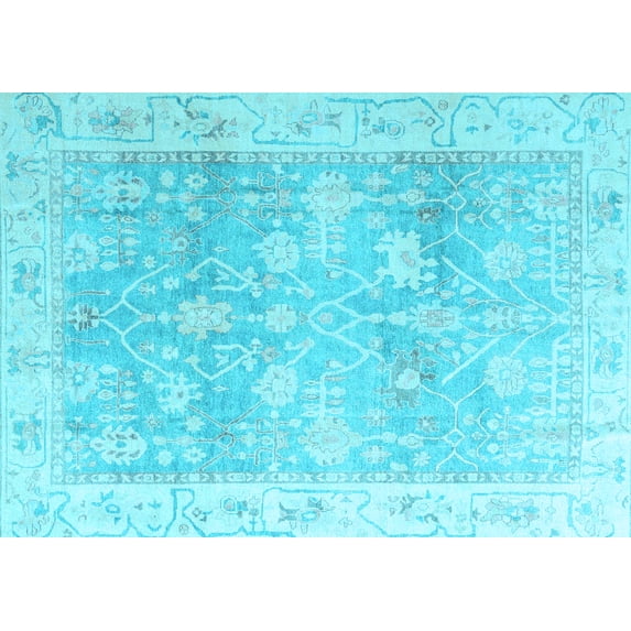 Ahgly Company Indoor Rectangle Oriental Light Blue Traditional Area Rugs, 2' x 5'