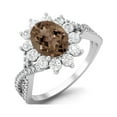 thumbnail image 2 of Princess Diana 8X6mm Oval Smoky Quartz 925 Sterling Silver Solitaire Valentines Day Gifts Ring, 2 of 3