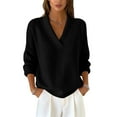 thumbnail image 2 of Women's Fashion Long Sleeve Solid Color Pullover Knitted Sweater, Cozy and Stylish, Great for Casual Wear and Seasonal Outfits,Black,5XL, 2 of 5