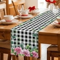 thumbnail image 5 of Spring Pink Roses Table Runner 72 Inches, Pastoral Eucalyptus Black White Plaid Bed Runner Dresser Scarves Tabletop for Indoor Outdoor Parties/Ceremony/Banquet, 13" x 72", 5 of 8