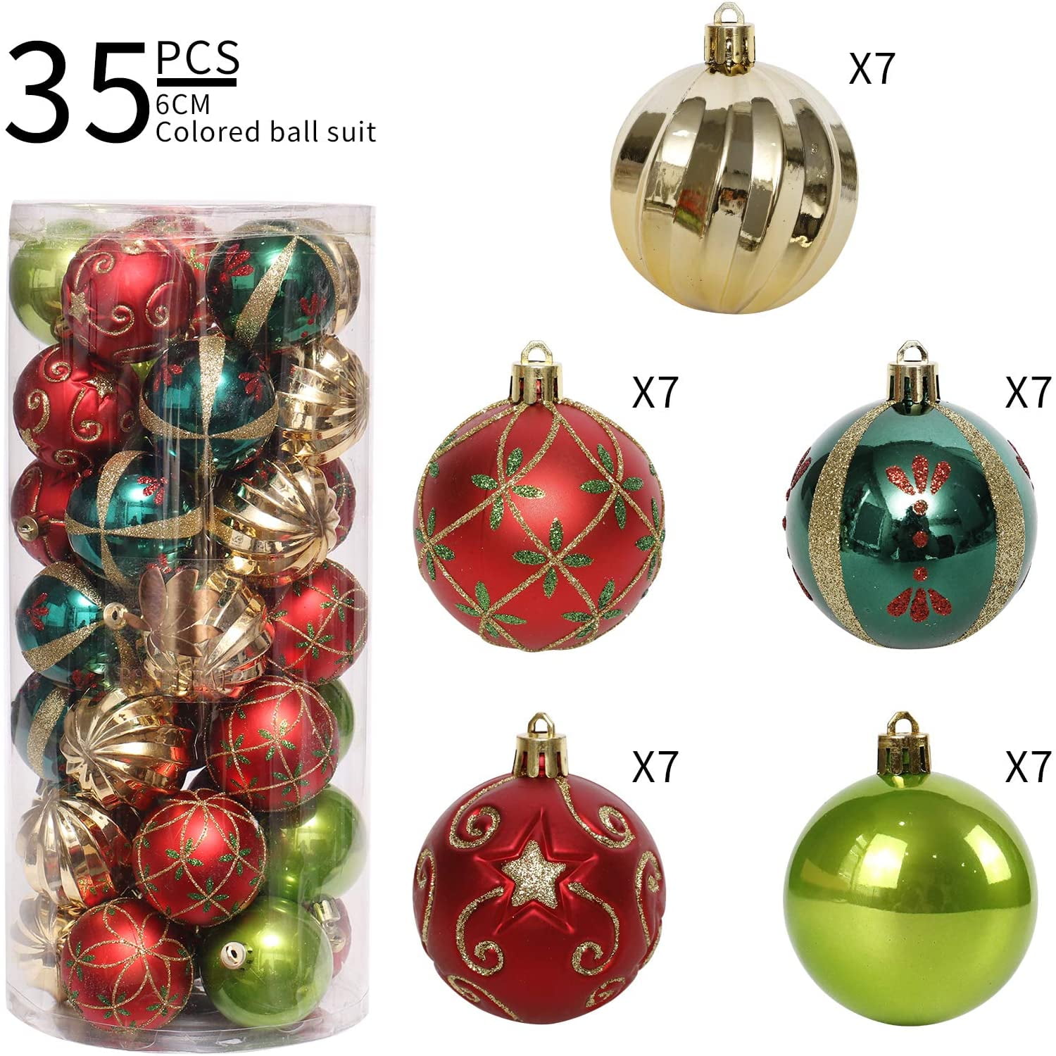 5 PCS/Set Christmas Glitter Flower Red Golden Silver Tree Hanging Xmas Decor USA 