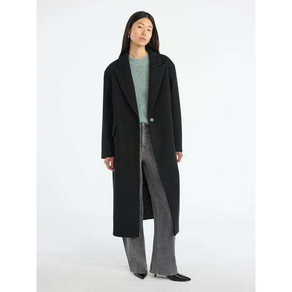Scoop Women's and Women's Plus Oversized Faux Wool Coat, Heavyweight, Sizes XS-4X