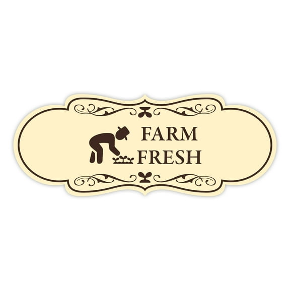 Designer Farm Fresh Sign (Ivory/Dark Brown) - Large