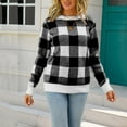 thumbnail image 4 of VERUGU Womens Sweaters Fashion Winter Knit Plaid Print Warm Comfortable Loose Long Sleeve Crewneck Pullover Casual Sweater Black L, 4 of 8