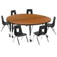 thumbnail image 2 of Emma + Oliver Mobile 60" Circle Wave Activity Table Set-14" Student Stack Chairs, Oak/Black, 2 of 12