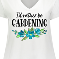 thumbnail image 4 of Inktastic I'd Rather Be Gardening Blue Flowers Women's Plus Size V-Neck T-Shirt, 4 of 5