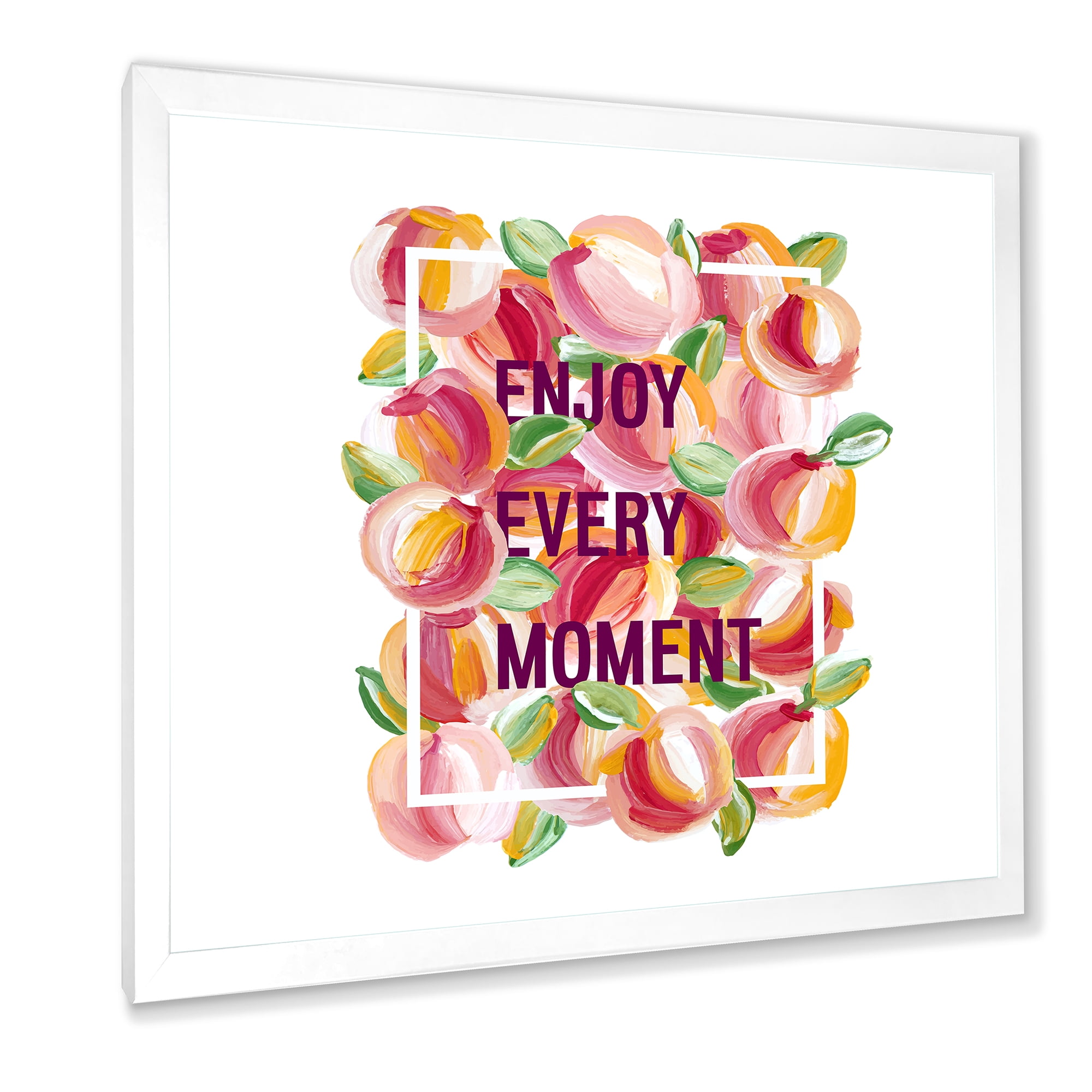 Designart 'Enjoy Every Moment Over Colorful Flowers' Traditional Framed Art Print