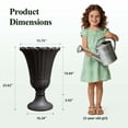 thumbnail image 5 of TopComfy 23.6" Tall Plastic Urn Planters Set of 2, Heavy-Duty Outdoor Flower Pots with Drainage Holes, Classic Petal Design for Porch, Garden & Indoor Plants, Black, 5 of 8