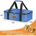 thumbnail image 2 of Insulated Casserole Carrier - Single Layer Design, Thermal Bag for Hot&Cold Food Transport, Fits 9x13 Casserole Dish, Leak-Proof, Durable Nylon, Zip Pockets,Navy Blue, 2 of 12