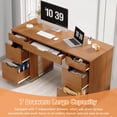 thumbnail image 2 of DreamCurship 55 inch Computer Desk with 7 Drawers, Executive Office Desk with Storage, Home Office Desk for Work Study Writing, Brown, 2 of 6
