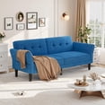 thumbnail image 1 of 89 Inch Futon Sofa Bed, Modern Sleeper Couch with Adjustable Backrest & Armrest, Convertible Futon Couch for Living Room, Bedroom, Apartments, 1 of 8