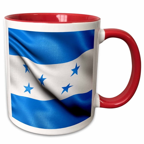 3drose, Flag of Honduras Waving in the Wind, 15oz Two-tone Red Mug