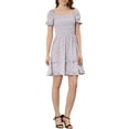 thumbnail image 2 of INSPIRE CHIC Women's Short Puff Sleeve Ruffle Hem Smocked Prom Floral Mini Dress, 2 of 6