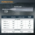 thumbnail image 5 of POWERTEC Up Cut Spiral 1/16" Router Bit, 1/4" Shank Tungsten Carbide Router Bit with 1/2 Inch Cutting Length & 2" Long. Fits CNC Router, Handheld Router, Router Table & Plunge Router, 1PK  (73037), 5 of 7