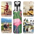 thumbnail image 7 of Yayeee 33oz Insulated Water Bottle Double Wall Stainless Steel with Flip Straw Lid, Pink Flamingo Pattern, 7 of 7