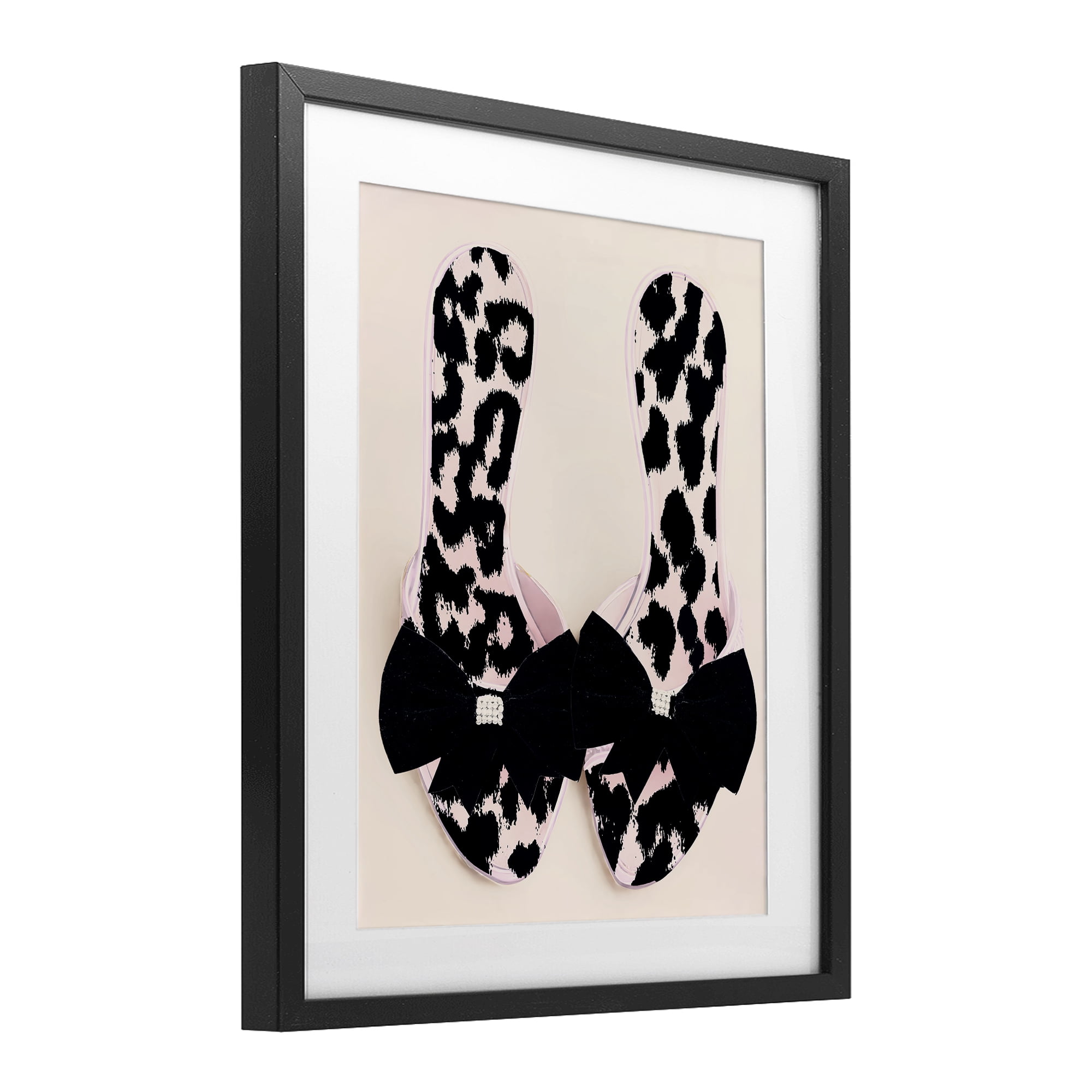 Cat Walk Spotted Shoes Black Framed Print Under Glass, design by Annabelle Hall