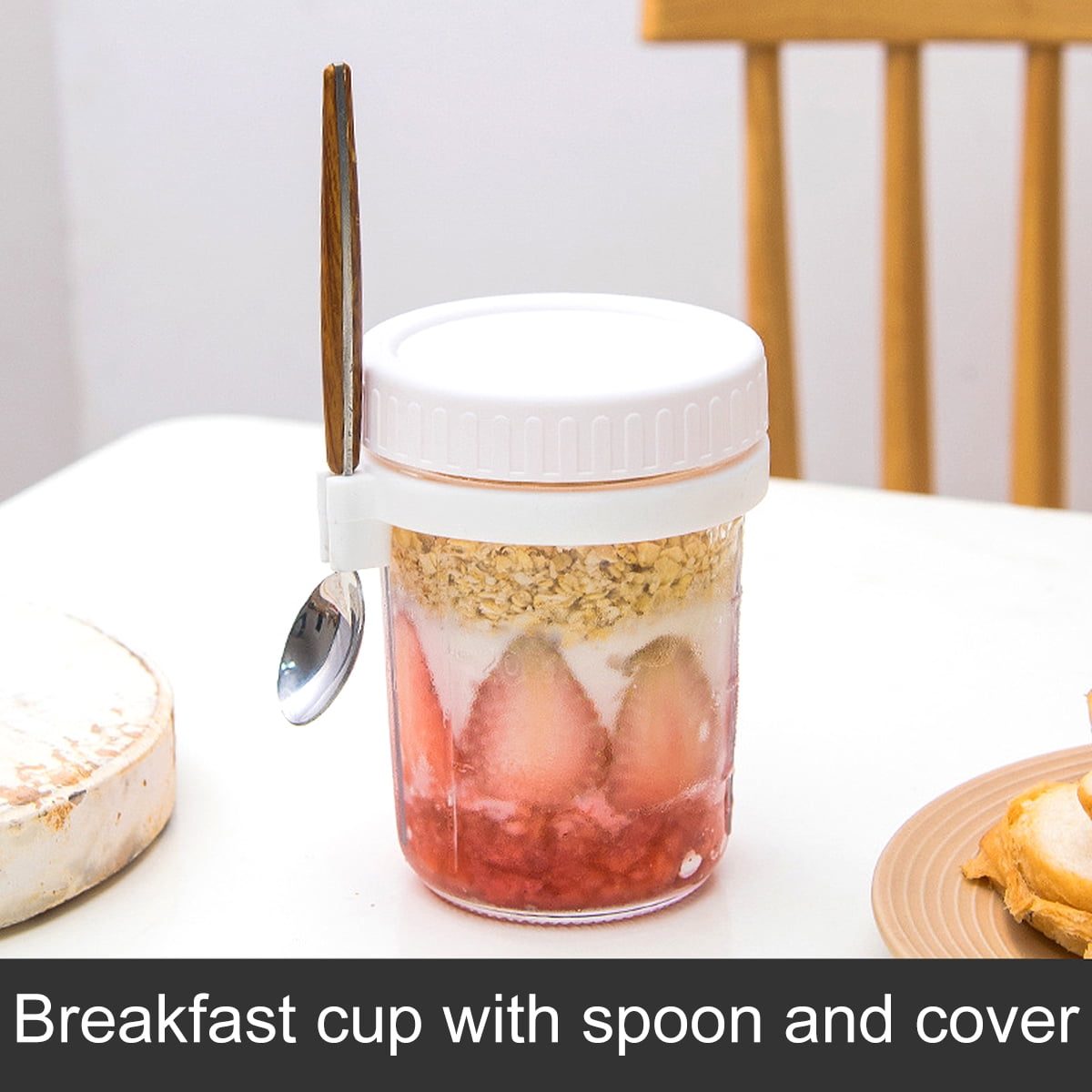 2Pcs Overnight Oats Container with Lid and Stainless Steel Spoon 20oz  Overnight Oats Jars Leakproof Overnight Oat Glass Cups - AliExpress