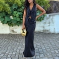 thumbnail image 6 of Women Maxi Skirt Set 2 Piece Outfits Sleeveless Top Maxi Skirt Going Out Two Piece Skirt Set Blue S, 6 of 7