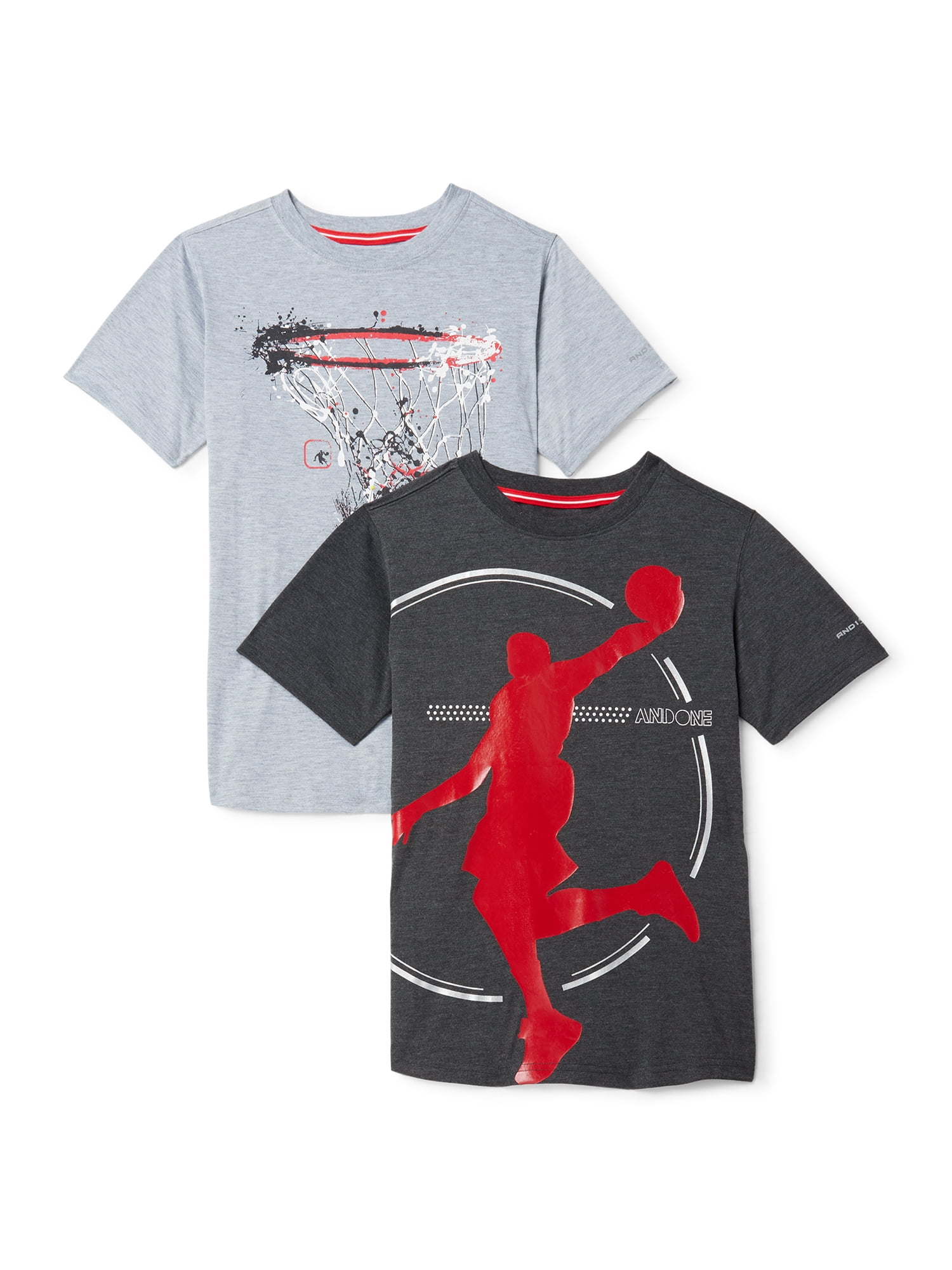 AND1 - AND1 Boys Game Changer Short Sleeve Basketball Graphic T-Shirts, 2-Pack, Sizes 4-18 