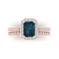thumbnail image 2 of Clara Pucci 18K Rose Gold 2.16 Natural London Blue Topaz Engraveable Engagement Ring + Wedding Band Set, 2 of 7