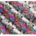 thumbnail image 3 of Soimoi White Cotton Cambric Fabric Tropical Leaves & Wild Animal Print Sewing Fabric BTY 42 Inch Wide, 3 of 7