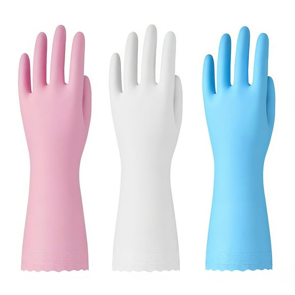 Guantes de limpieza de caucho de bambú sin látex, 3 pares (M)