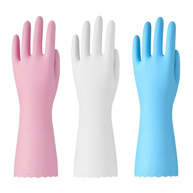 Guantes de limpieza de caucho de bambú sin látex, 3 pares (M)