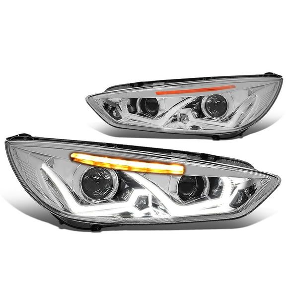 DNA Motoring For 15-18 Ford Focus LED DRL Chrome Amber Signal Projector Headlight Lamps Pair