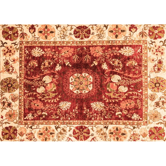 Ahgly Company Indoor Rectangle Oriental Orange Traditional Area Rugs, 5' x 8'