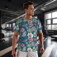 thumbnail image 3 of Wukai Colorful Flowers Print Men's Short-Sleeved Mesh T-Shirt,Quick-Dry Short Sleeve Workout T-Shirt-Small, 3 of 8
