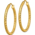 thumbnail image 3 of Stainless Steel Polished & Textured Yellow Ip-Plated Hollow Hoop Earrings (35 X 35) Made In China sre648, 3 of 5
