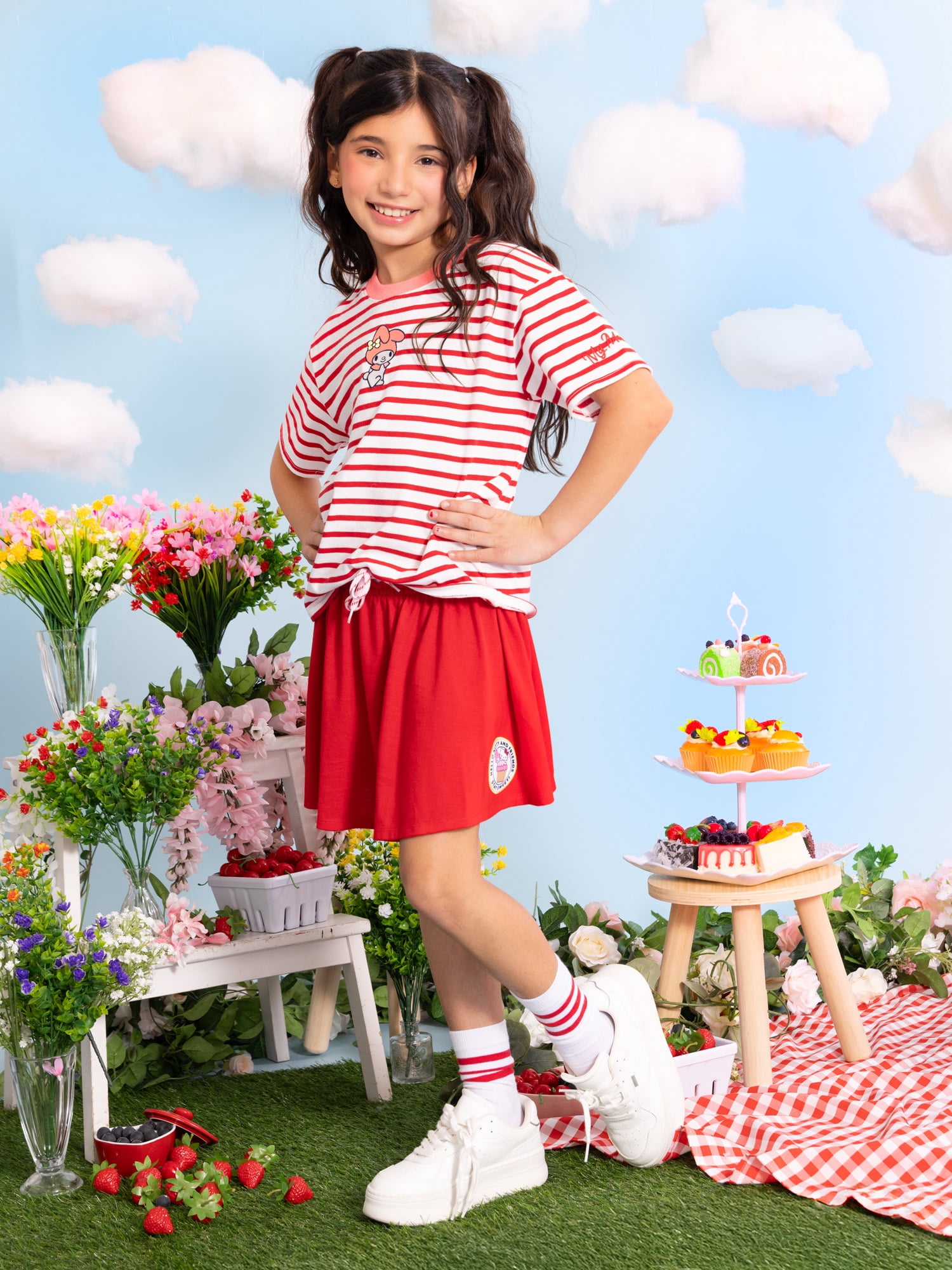 Wonder Nation x Hello Kitty Girls Double Waistband Skort, Sizes 4-16