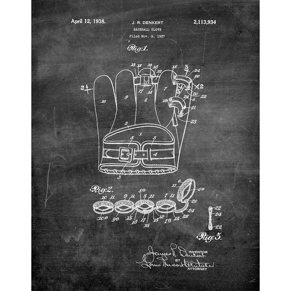 Original Baseball Glove Artwork Submitted In 1938 - Baseball - Patent Art Print