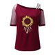 thumbnail image 3 of Gibobby Casual Playera de Manga Corta para Mujer Mujeres Impreso Hombro Tops Sexy Glitter Camisa manga corta Blusa Tops(Vino,G), 3 of 4