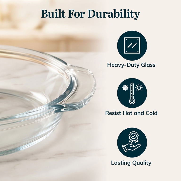 Glass Pie Dishes with Lids, Set of 2, 9-Inch Round photo 3