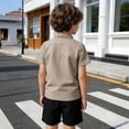 thumbnail image 5 of Bigetiay Boys Short Sleeve Shirt with Stand Collar Summer Casual Comfortable Athletic Top for Kids and Toddlers 6-7 Years, 5 of 7