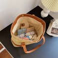 thumbnail image 2 of Bolsos Playa Hecha A Mano para Mujer Bolso Tejido Casual Casual Tote Monederos (Caqui), 2 of 9