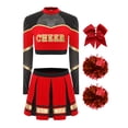 thumbnail image 3 of vastwit Women Cheer Leader Dance Crop Top with Skirt and  Accessories Cheerleading Outfits Red S, 3 of 5