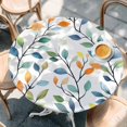 thumbnail image 3 of Colorful Leaf Table Cloth, Round Fitted Tablecloths with Elastic Edge, Summer Botanical Pastoral Spring Wipeable Waterproof Table Cover for Kitchen Wedding 55-60 Inches, 3 of 4