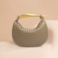 thumbnail image 4 of Bolso de mano de cuero tejido para mujer, bolso de mano, bolso de mano (marrón pino), 4 of 7