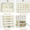 thumbnail image 4 of HLONK Jewelry Box  Small Portable Travel Case  2 Layers Organizer Display Storage Holder Box for Rings  Earrings  Necklaces  Bracelets (White), 4 of 7