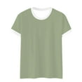 thumbnail image 4 of Green Womens Blouses Women's Spring Round Neck Color Blocked Loose Casual Short Sleeve T Shirt Ladies Tops and Blouses, 4 of 4