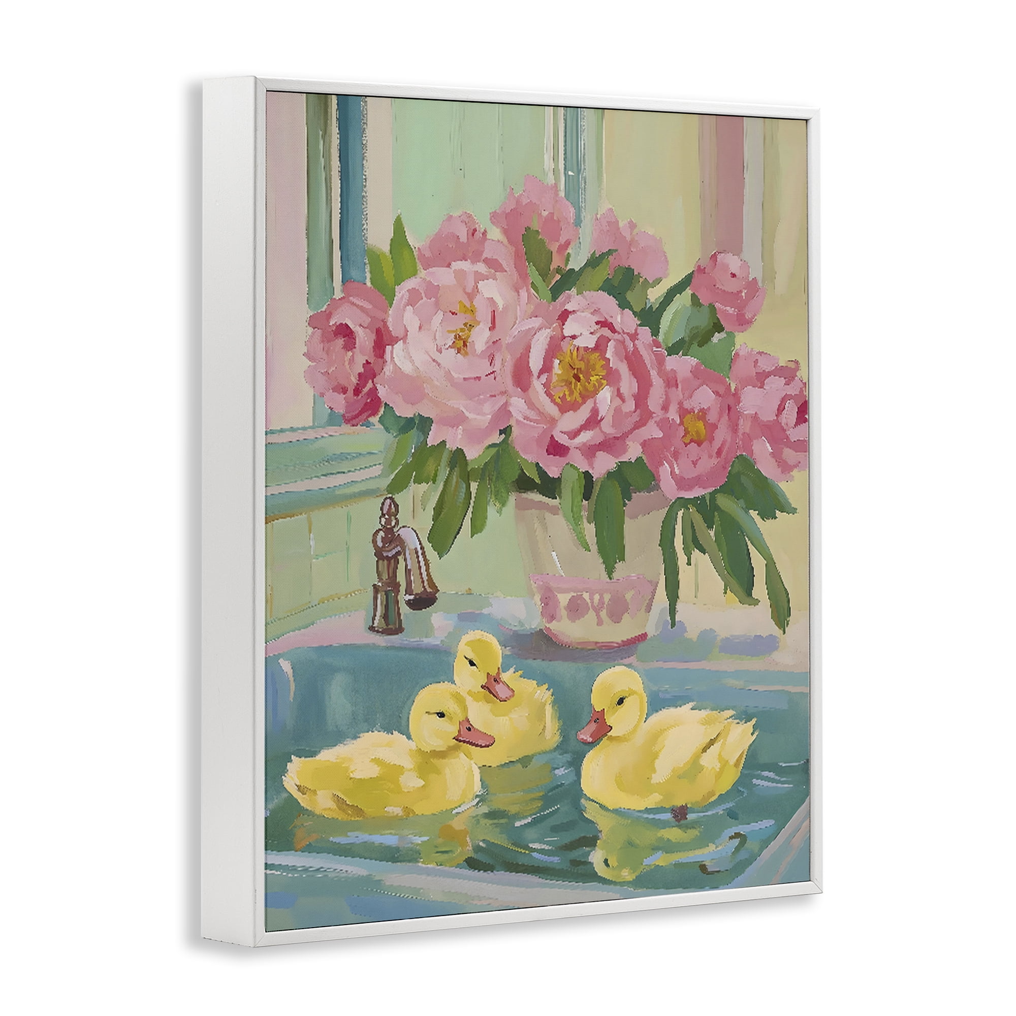 Stupell Industries Ducks in Sink Bath White Framed Giclee Art, design by The Prints Vibe