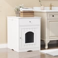 thumbnail image 3 of Hassch Cat Litter Box Enclosure, Cat Washroom Furniture with Drawer and Door, Side End Table Pet House, White, 3 of 8