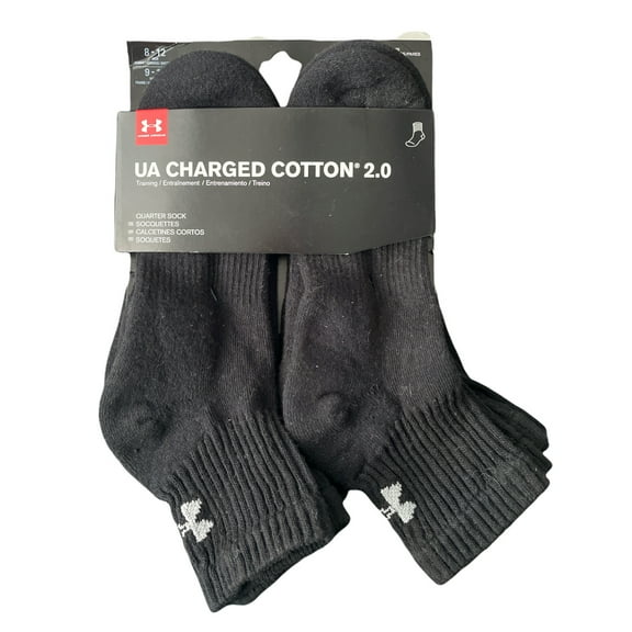 Under Armour Unisex Charged Cotton 2.0 Quarter Sock (L (8-12))